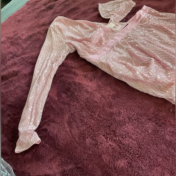 Area Stars Pink Sequin Asymmetric Cut Out Party Mini Dress Size M - Picture 3 of 7